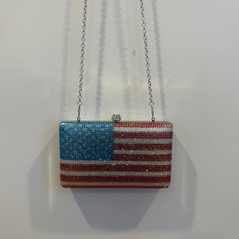 Crystal American Flag Clutch Bag